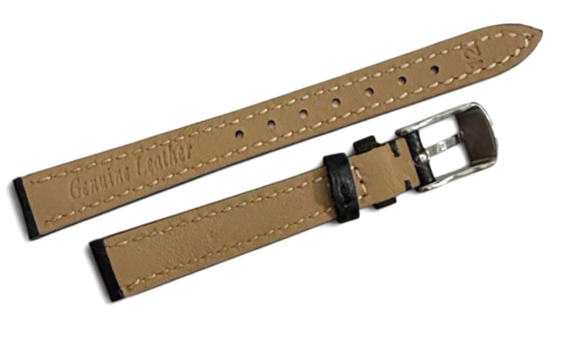 (set of 3) Black genuine Leather watch strap band New-12mm