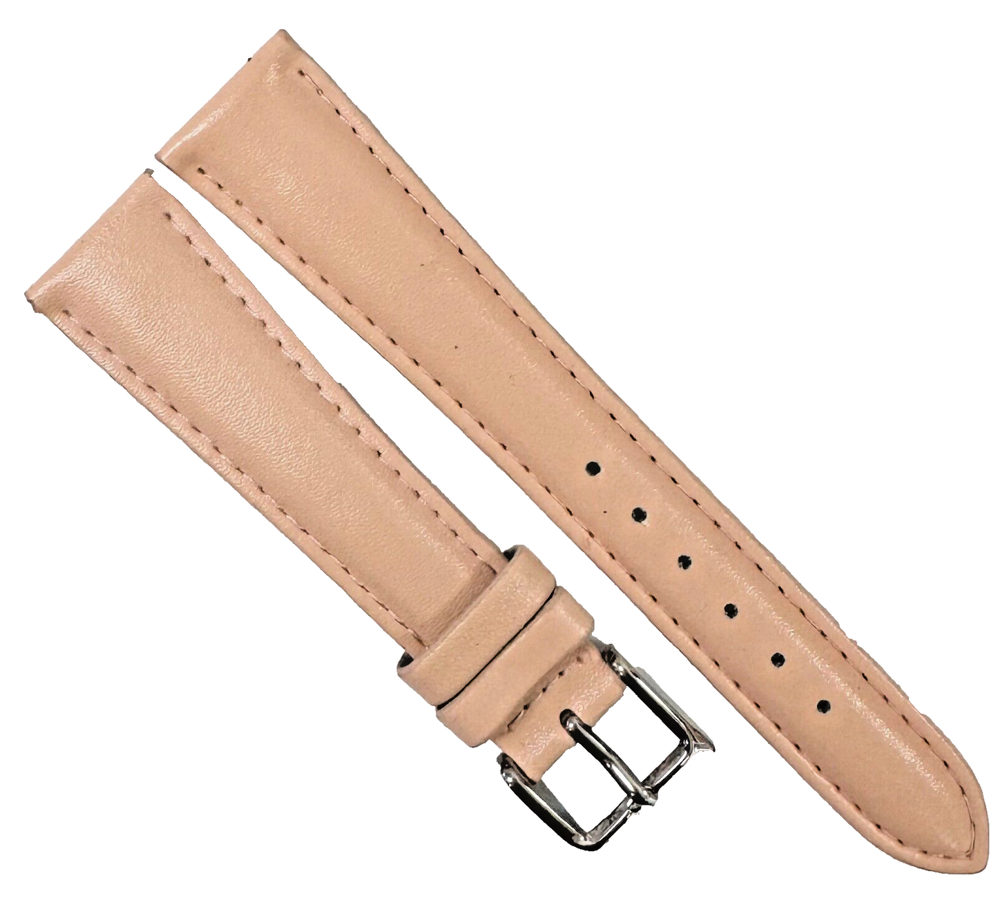 18mm, Lot of 6  Watch Bands Plain L.Orange Stitches Genuine Leather Padded