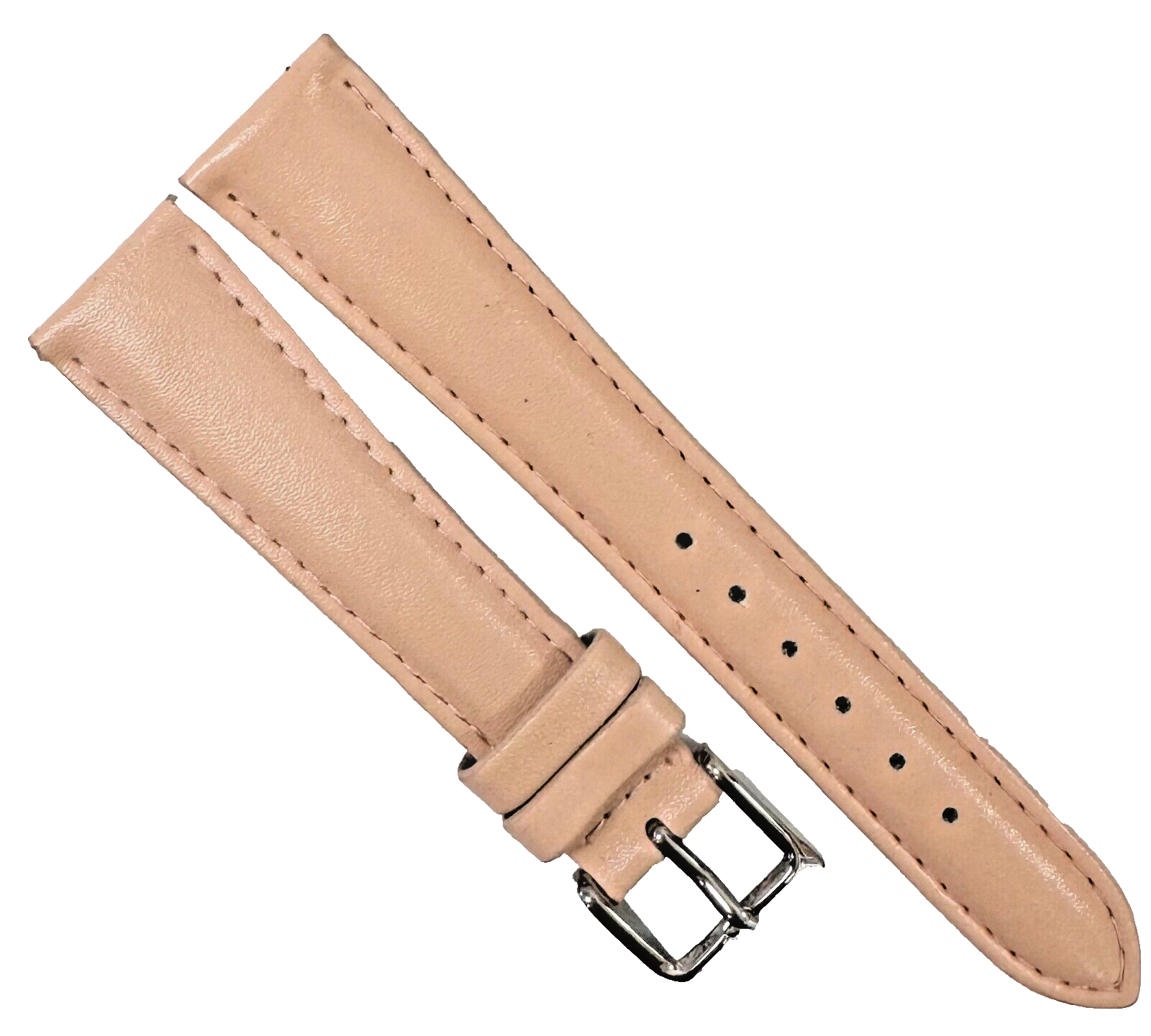 18mm, Lot of 6  Watch Bands Plain L.Orange Stitches Genuine Leather Padded