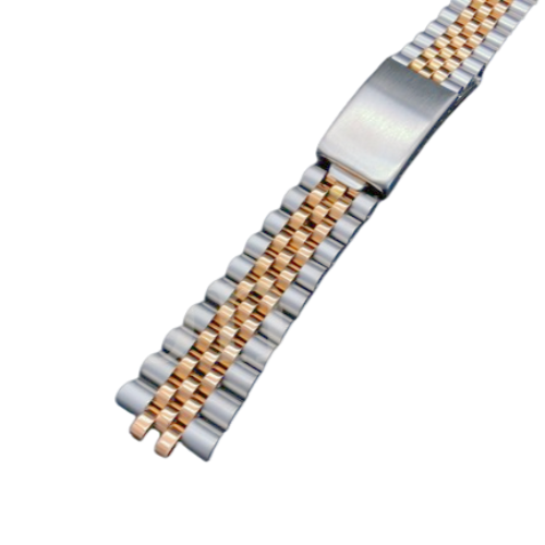 13mm Two‑Tone Watch Band – Gold & Silver w/ Fold‑Over Clasp | for Rolex Jubilee