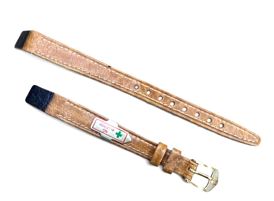 10 mm Ladies Camel Grain Tan Genuine Leather Watch Band - open end