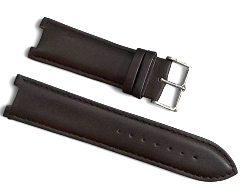 24MM Plain Padded Brown stitch Genuine Leather Watch Band