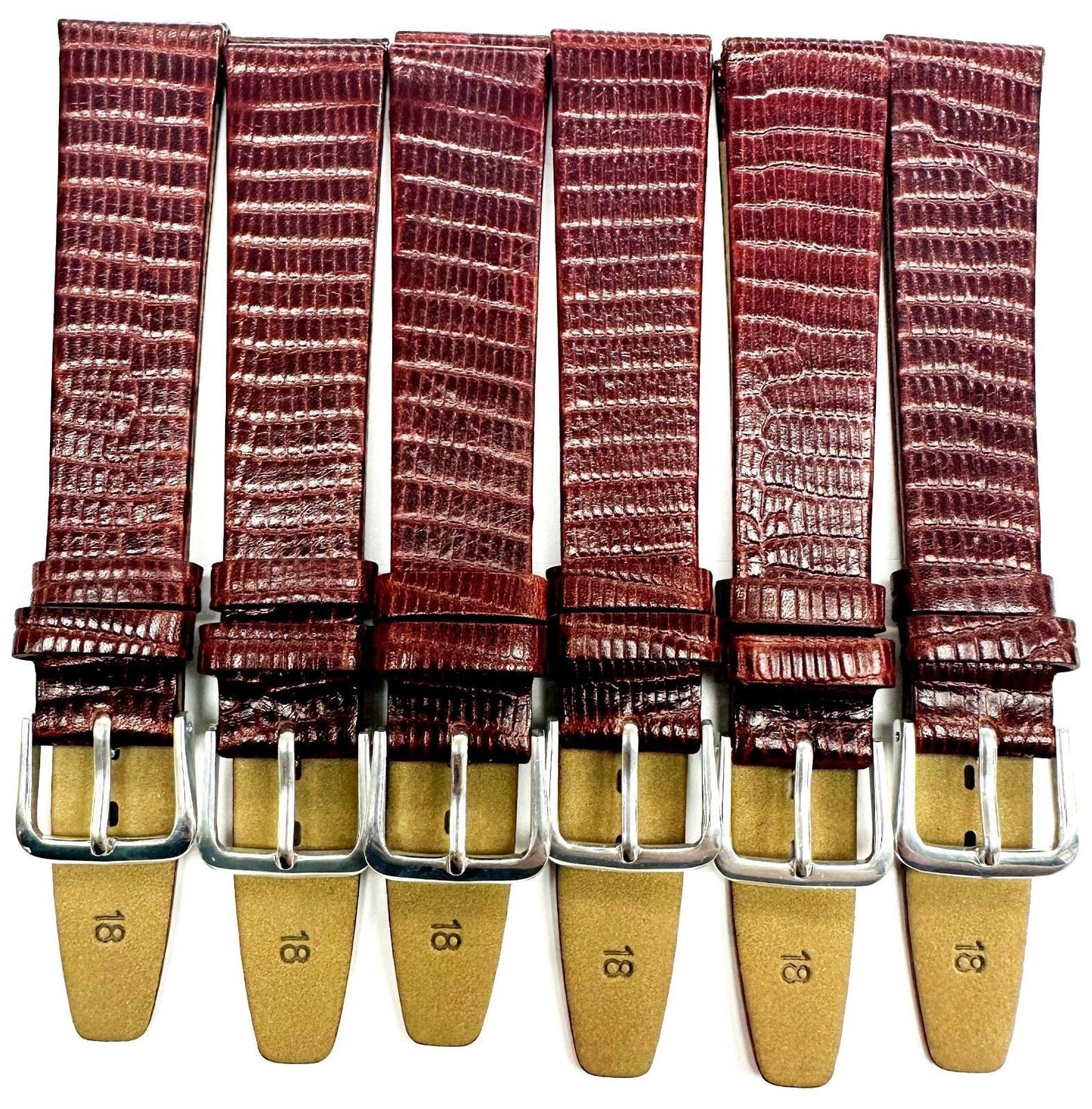 Lot of 6 Watch Bands 12- 22 mm Genuine Leather Lizard Grain Padded A1 Quality