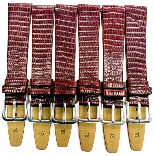 Lot of 6 Watch Bands 12- 22 mm Genuine Leather Lizard Grain Padded A1 Quality