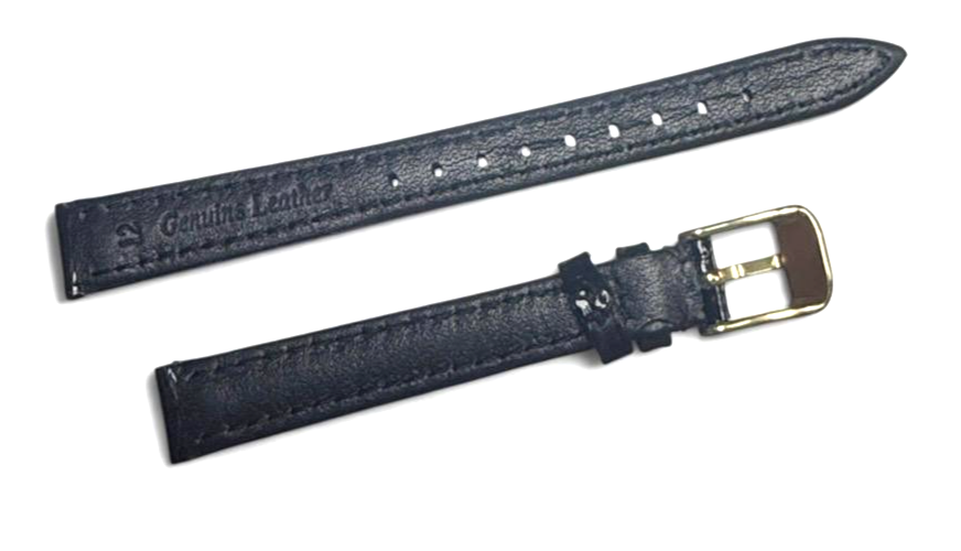 12mm Black Designer Alligator Genuine Leather Watch Strap Band