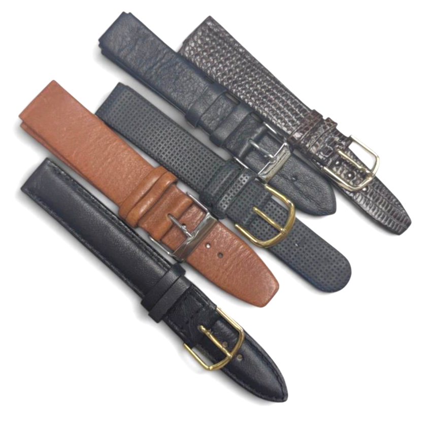 LOT OF 10 WATCH LEATHER BANDS MIX SIZE STYLE AND COLORS 16-22mm