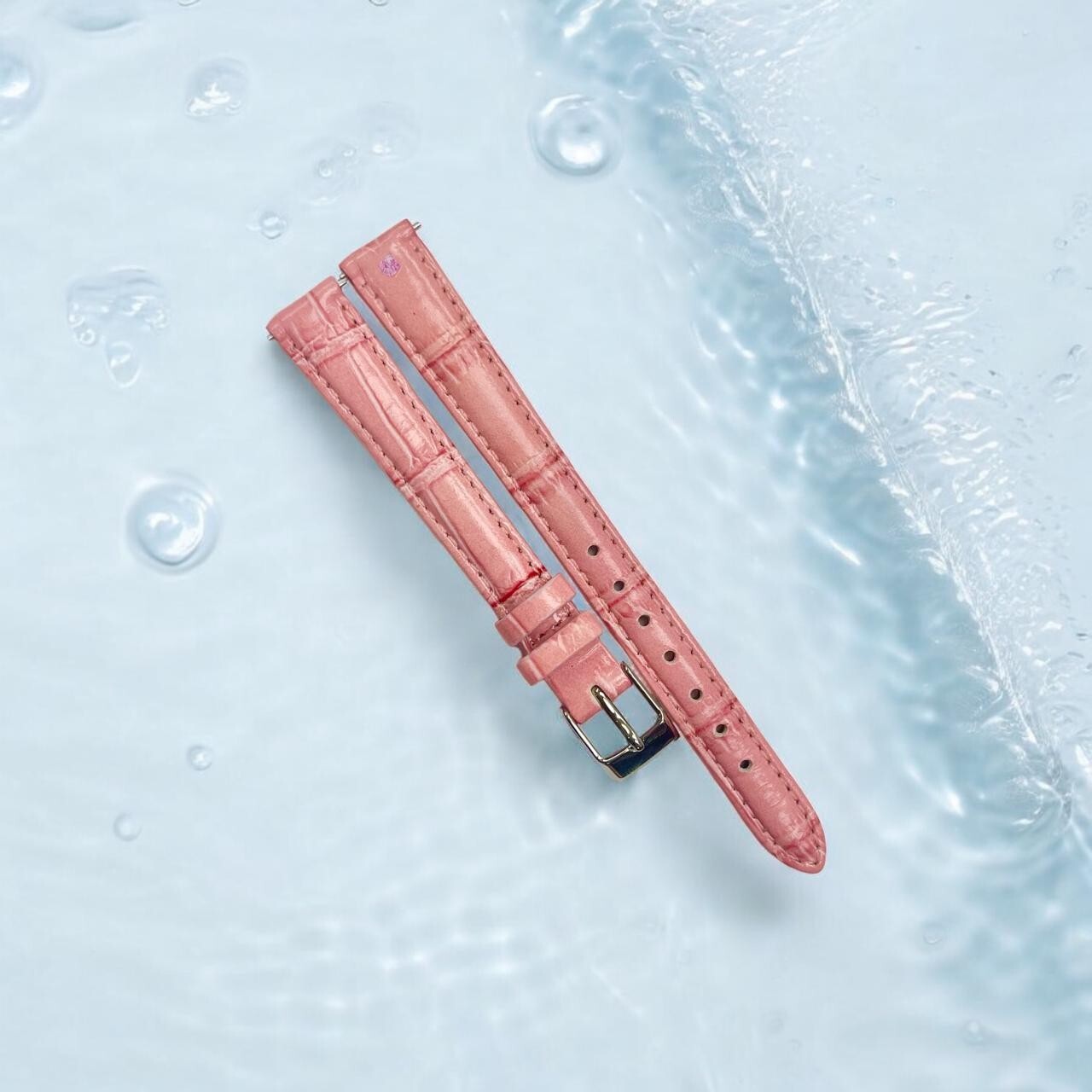 Watch Band Genuine Leather Alligator Grain PINK Padded,Stitched 12mm