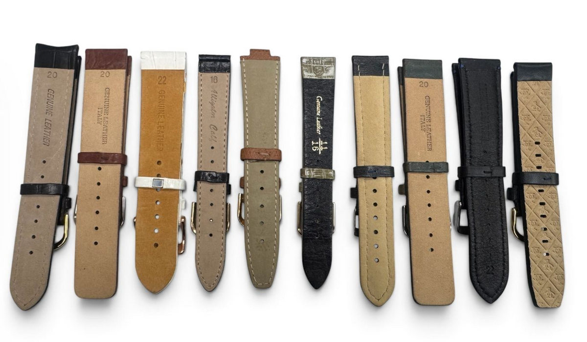 LOT OF 10 WATCH BANDS MIX SIZE STYLE AND COLORS 16MM-22MM