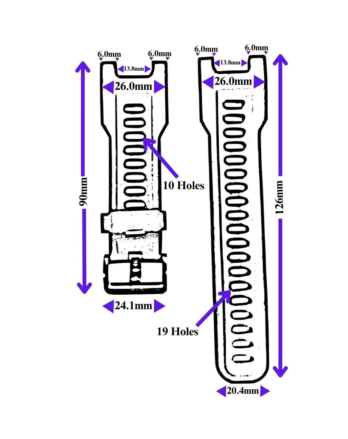 26mm Purple Watch Strap Band w/ Buckle & Tools