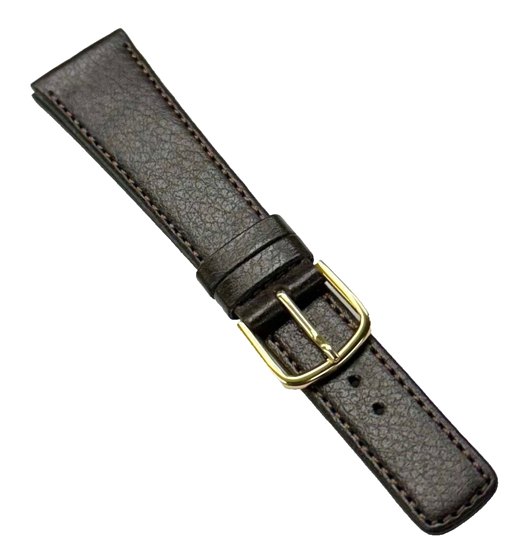 Lot of 6 Watch Bands D.Brown Genuine Leather Grain Flat Stitched 20mm