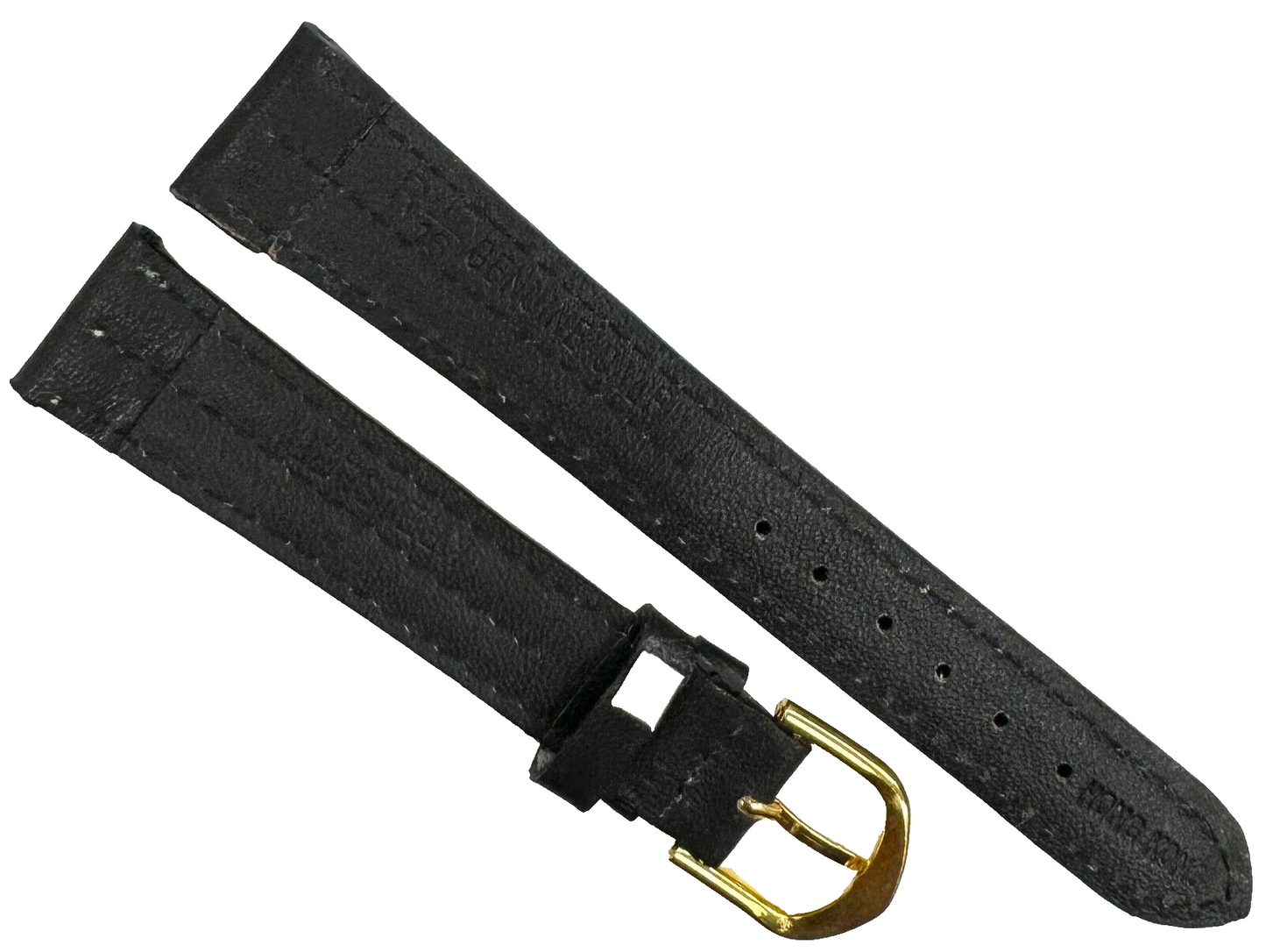 Genuine Calf Leather Watch Band 18mm Padded Plain Grain White Stitched in Black