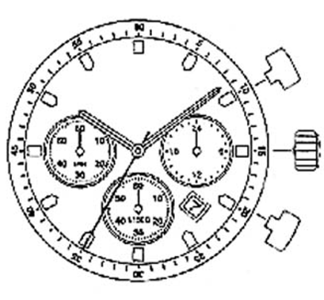 Watch Movement Quartz .Miyota OS20 Date at 4:30 Chorono fit Citizen and Others