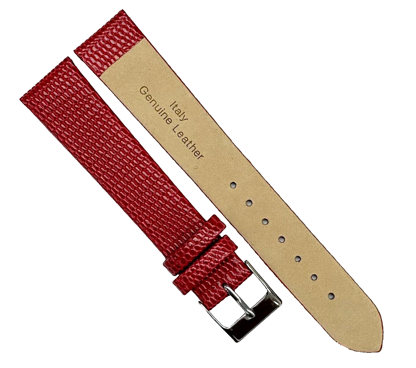 Watch Band Genuine Leather Red  Lizard Grain Flat 18*16MM Excellent Quality