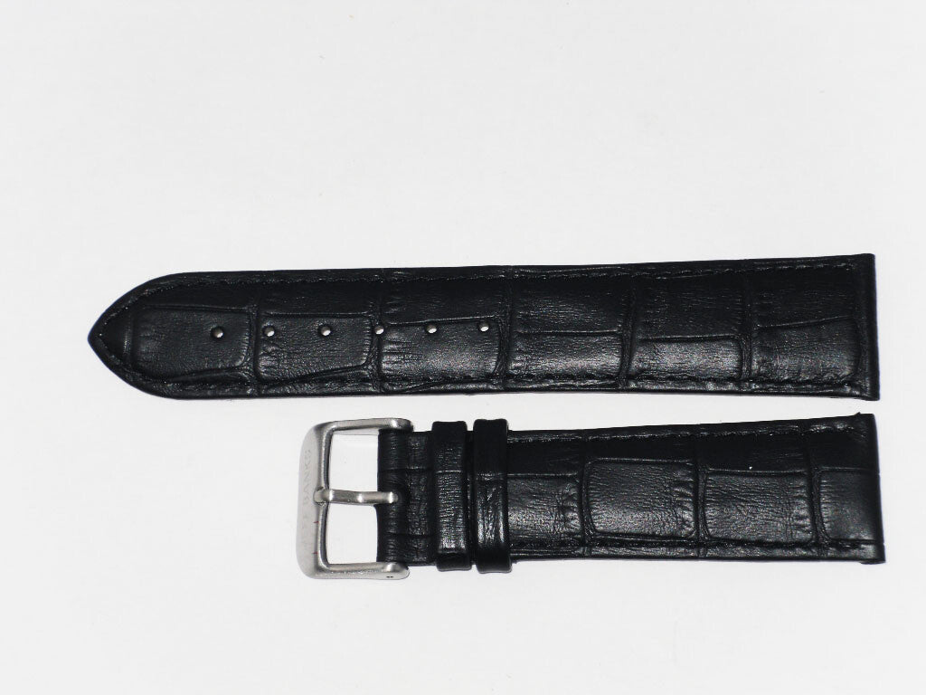 Lot of 6Pcs.Watch Bands 22MM Genuine Leather Alligator Grain Black, High Quality