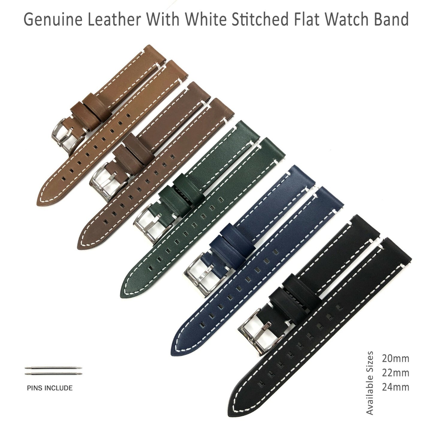 Nylon Leather Watch Band 18mm to 24mm