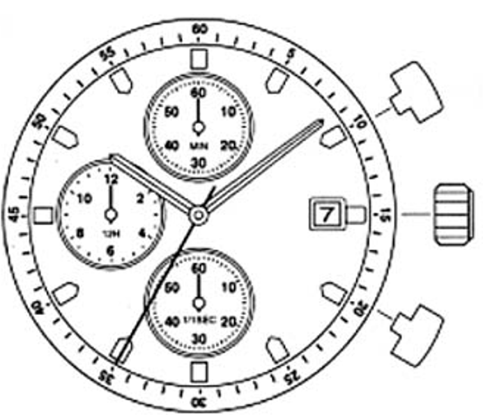 Watch Movement Quartz .Miyota OS60 Date at 3 Chorono fit Citizen and Others