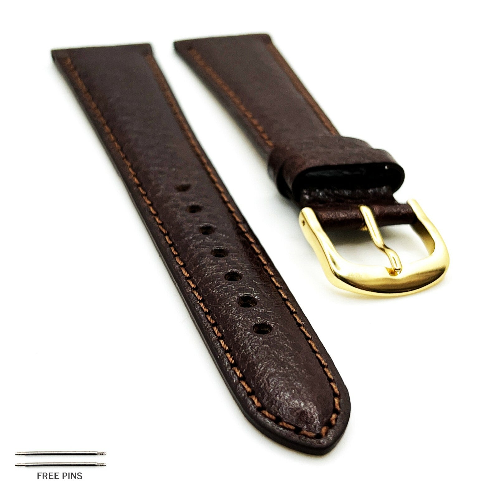 WATCH BAND BROWN GENUINE LEATHER 20MM 