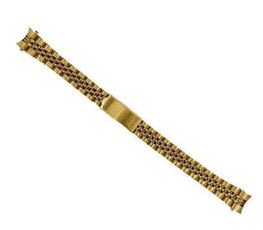 14MM Jubilee Designed GOLD Color Metal Ladies Band with Curved End