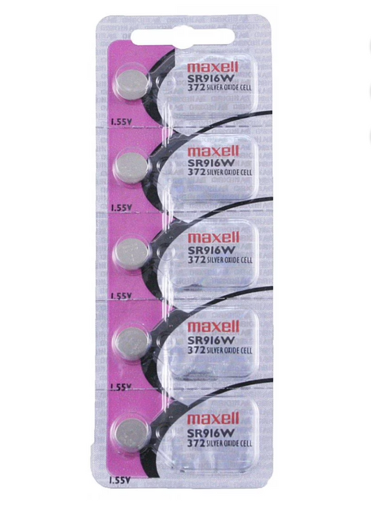 Maxell 372 Watch Cell Batteries SR916W Silver Oxide New Sealed (Pack of 5)