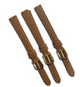 (set of 3) TAN 10MM FLAT LEATHER STRAP BAND FOR WATCH gold Buckle