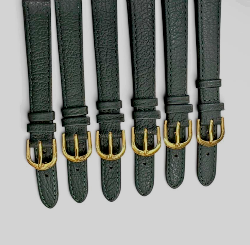 Quality Genuine Leather Green Color Watch Band (set of 6)-12,14mm