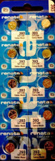 Ten (10)  Renata 393 Watch Battery SR754W SWISS MADE, 0% MERCURY