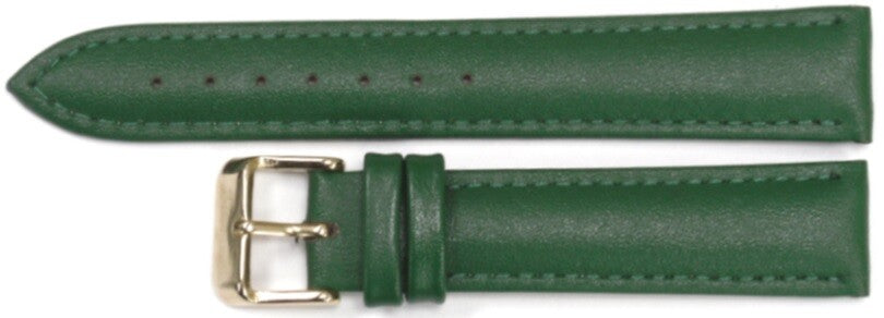 Watch Band Genuine Leather 18mm Green Plain/Smooth,Padded,Stitched ( A1 Quality)