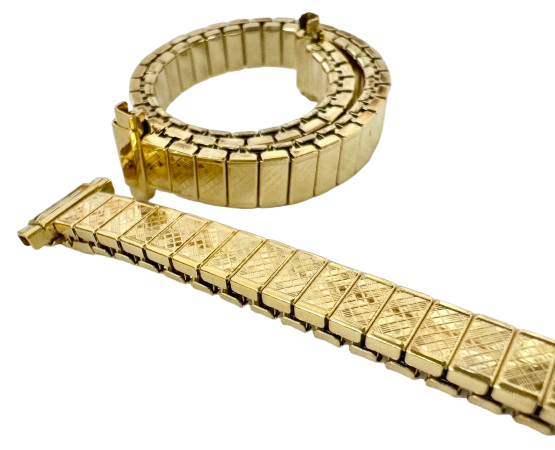 5 PCS of 8-11MM Classic Textured Gold Color Stretch Band for Ladies Watches