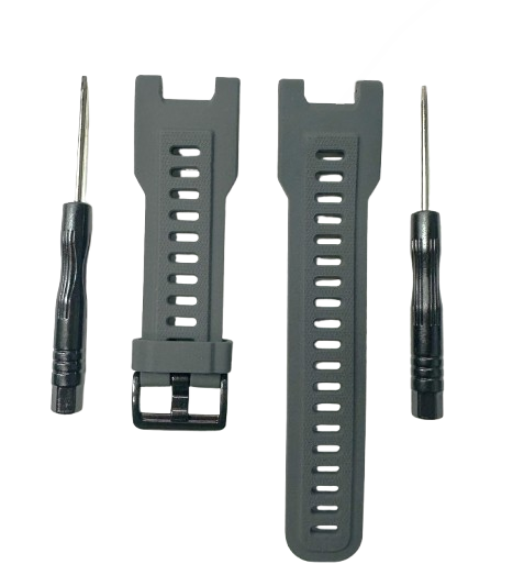 26mm Grey Rubber Watch Strap Band w/ Buckle & Tools