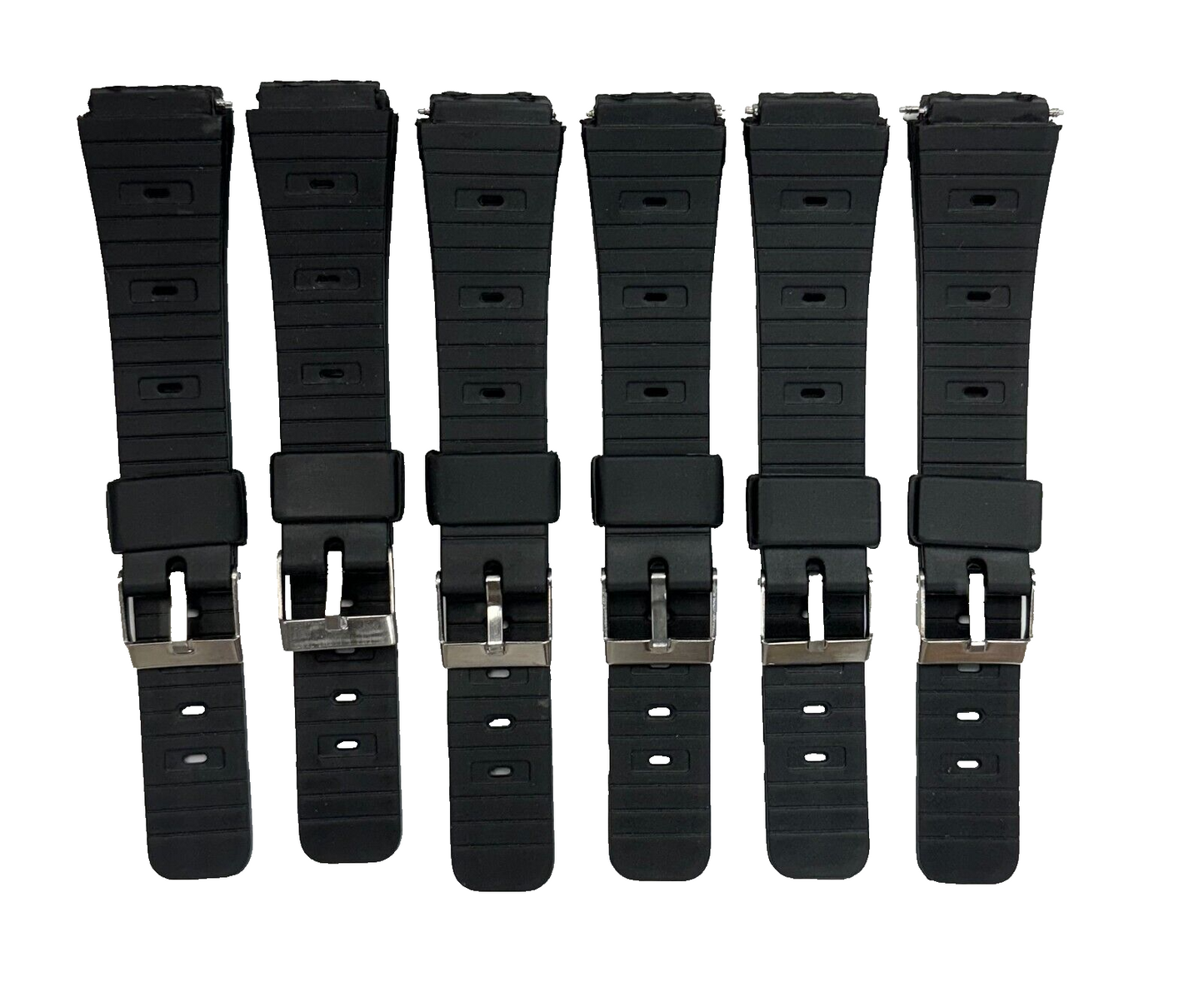 Lot Of 6, 18mm PVC Plastic Flat Watch Band Fit to CASIO & Other Watches