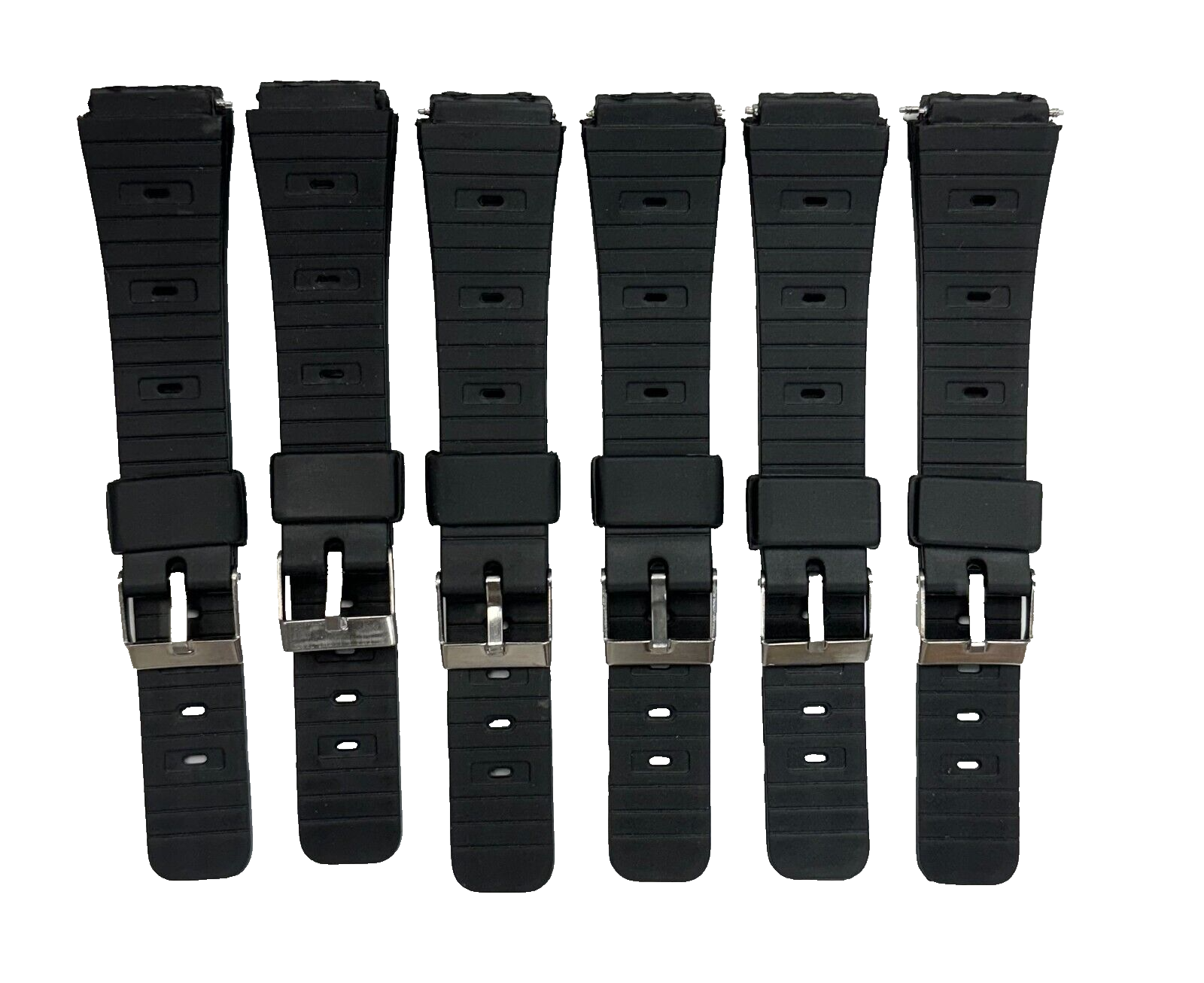 Lot Of 6, 18mm PVC Plastic Flat Watch Band Fit to CASIO & Other Watches