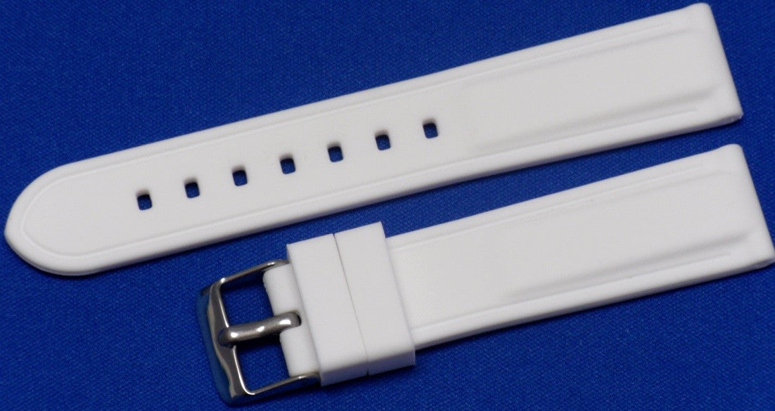 26 MM White color Silicone watch band silver buckle with free spring bars