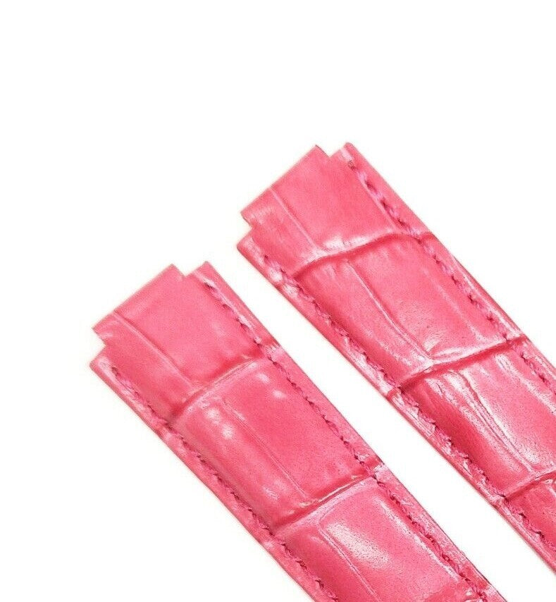 WATCH LEATHER DEPLOYMENT BAND STRAP FOR CARTIER SANTOS 18MM PINK WATCH TOP QLTY