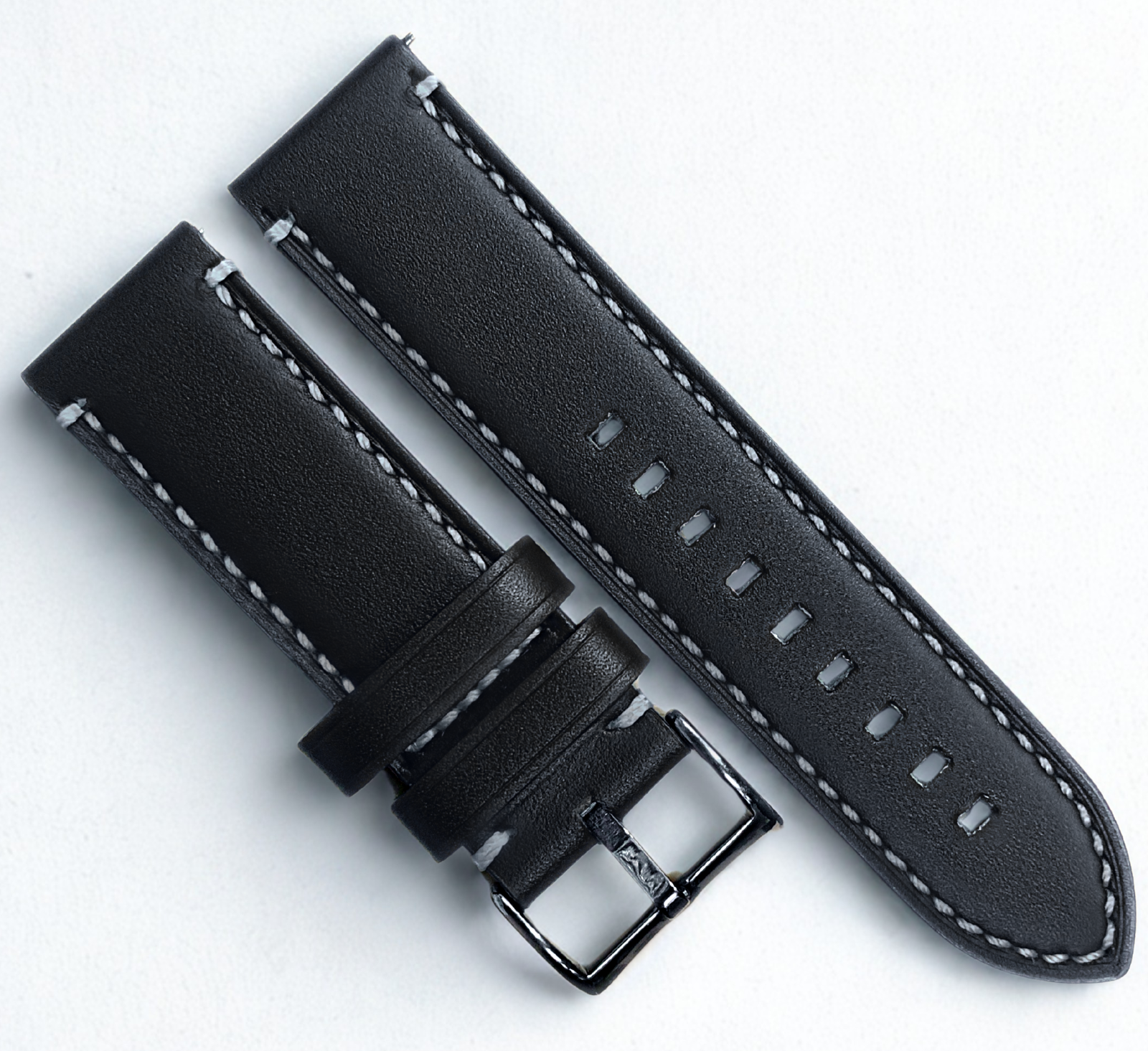 Top-Quality Genuine Leather Watch Band – Multiple Color w/ White Stitches