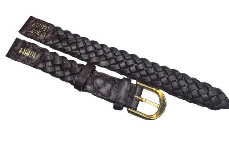 10MM, LOT OF 6 WATCH BANDS BRAIDED BROWN GENUINE LEATHER