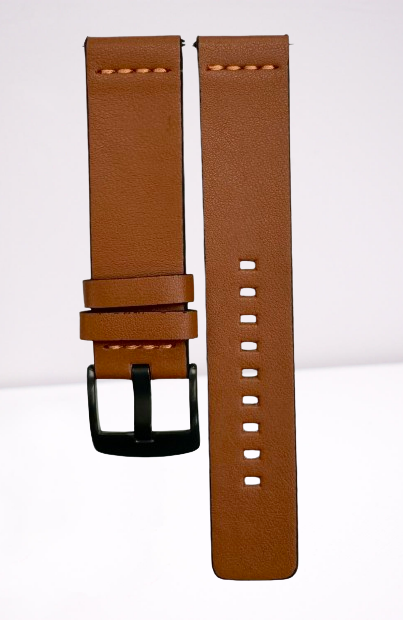 Flat TAN Watch Band, Plain Genuine Leather 20MM with easy pin/Fits to MVD