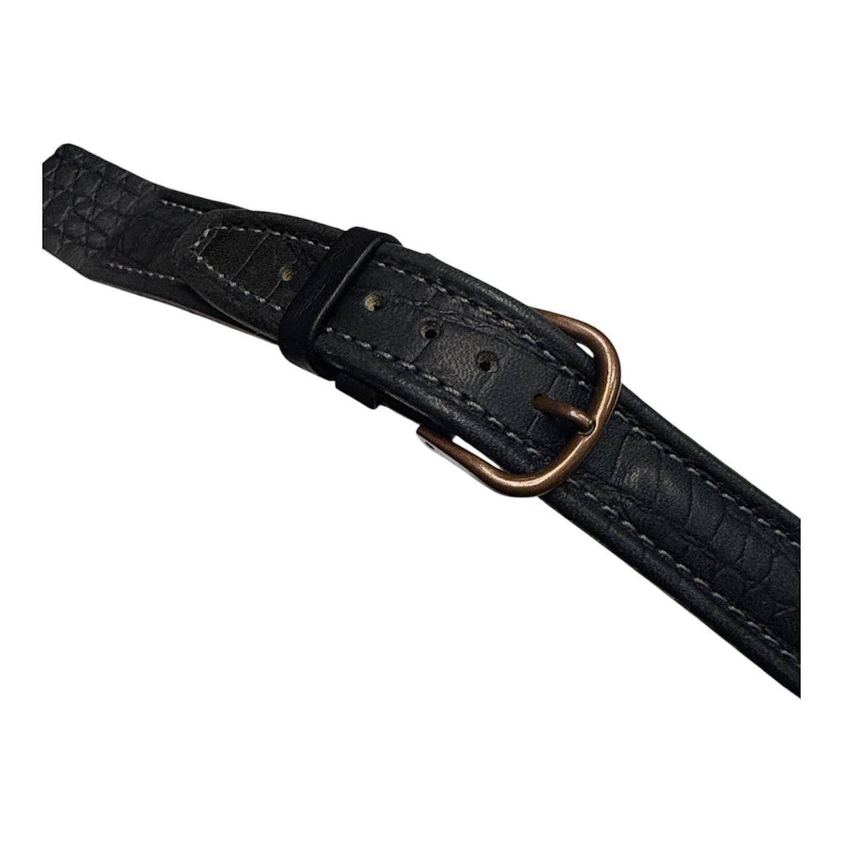 Black color Genuine Leather Watch Strap Band Alligator Grain 19mm-open end