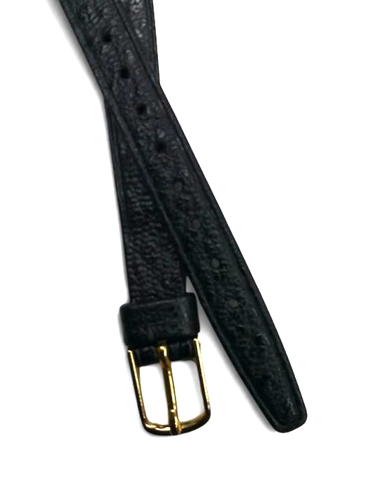 10mm LADIES BLACK GENUINE SADDLE LEATHER WATCH BAND -OPEN END