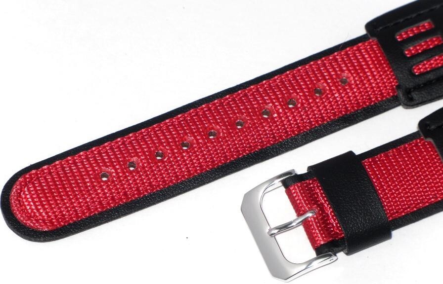 hot selling premium quality  Watch Band Red-Black genuine  leather -fabric 16 mm