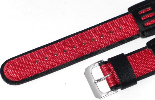 hot selling premium quality  Watch Band Red-Black genuine  leather -fabric 16 mm