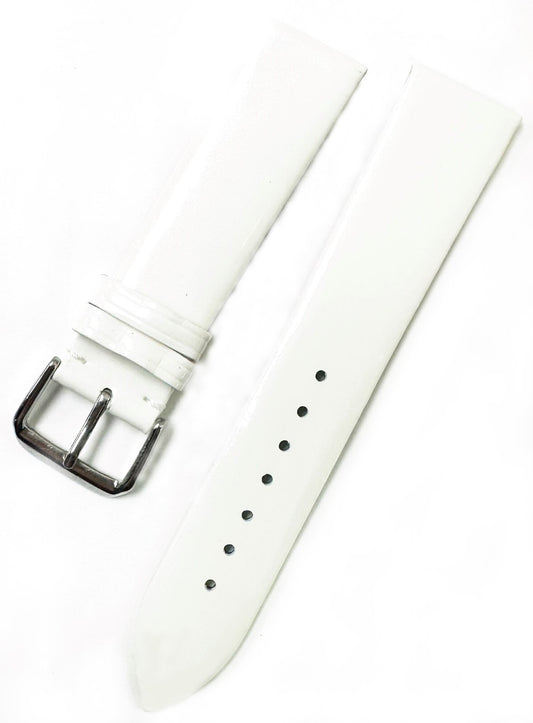 Watch Band 20MM Genuine Leather Glossy White Sweat Proof High Quality
