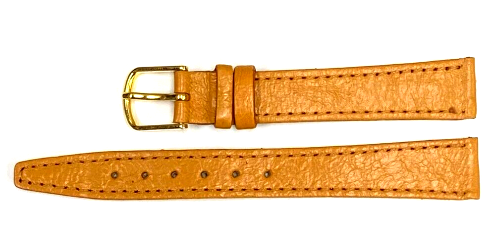 Watch Band TAN Color Genuine PIGSKIN Grain Flat, Stitched 14mm (A1 Quality)