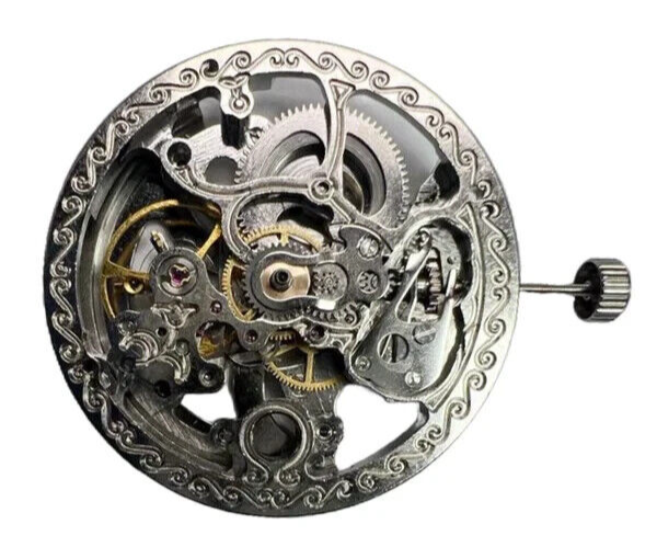 Automatic Skeleton Chinese Watch Movement G3211 3Hands Overall Height 7.6mm