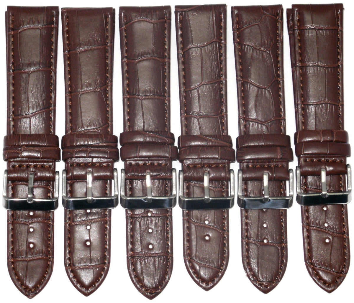 Lot of 6 bands 28MM Dark Brown Genuine Leather Alligator Grain Best Quality