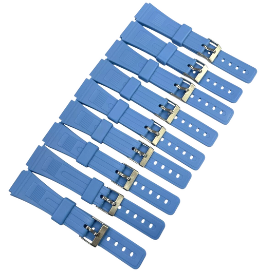 Lot Of 10,19MM PVC Plastic sky blue Watch Band Replacement for CASIO & Others