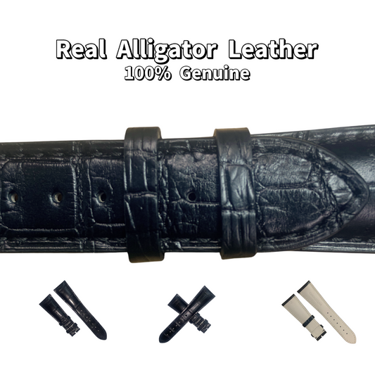 Genuine Alligator Leather Black Watch Band Strap – Multiple Sizes | 24mm   12mm
