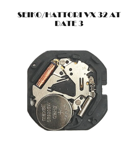  Seiko / Hattory Quartz Movement VX32 Date Display @ 3  Watch Parts