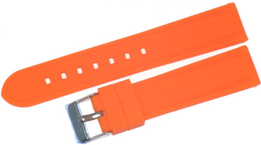 26 MM Orange color Silicone watch band silver buckle and free spring bars