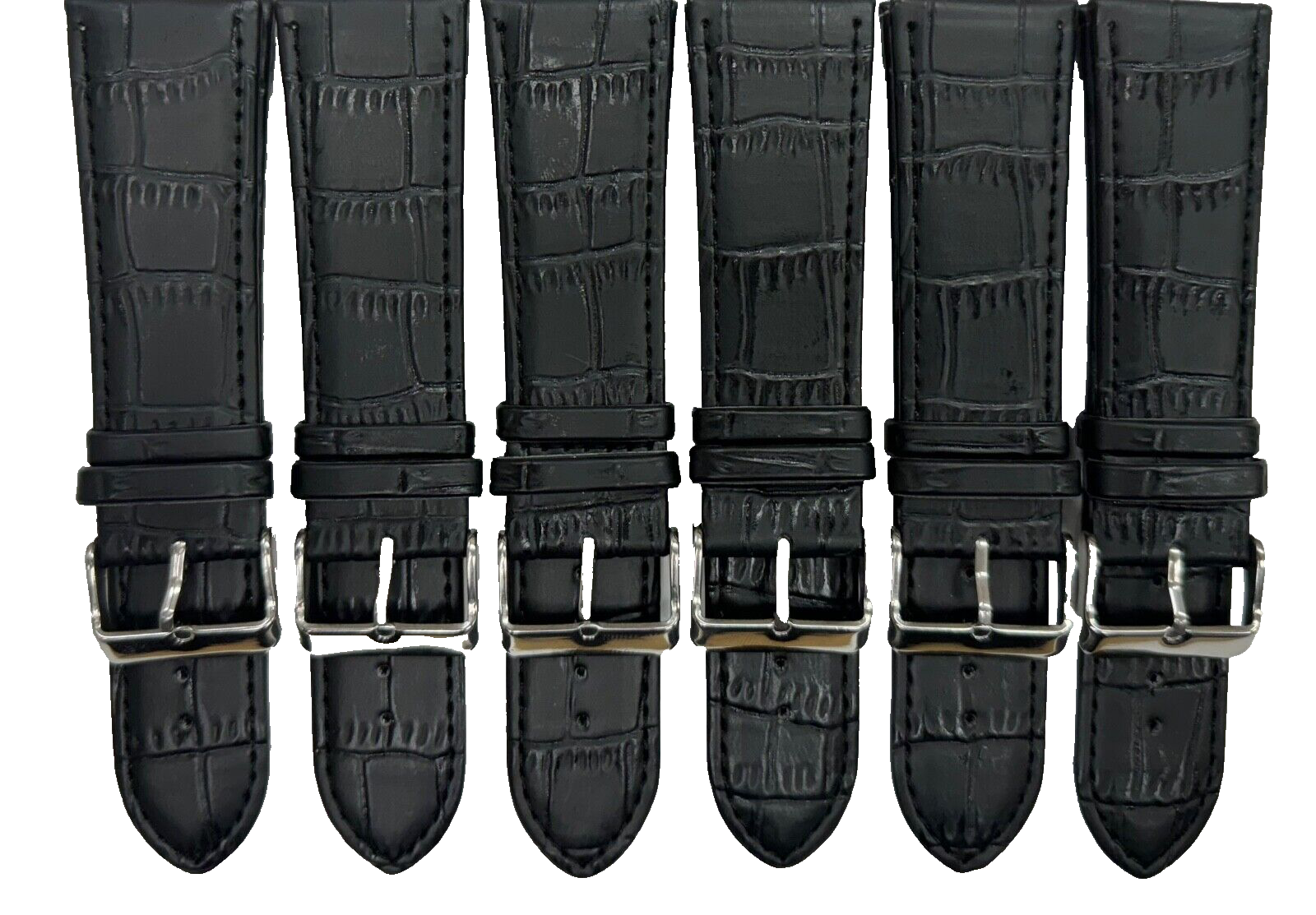 Lot of 6 Watch Bands Genuine Leather Black Alligator Grain 26mm (A1 Quality)