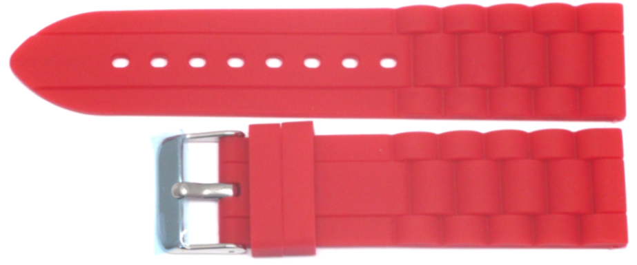 24 MM Soft Silicone Red Sports Watch Band Replacement for Men and Women